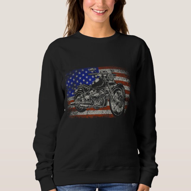Patriotic American Motorcycle Rider Gift US Flag B Sweatshirt (Front)