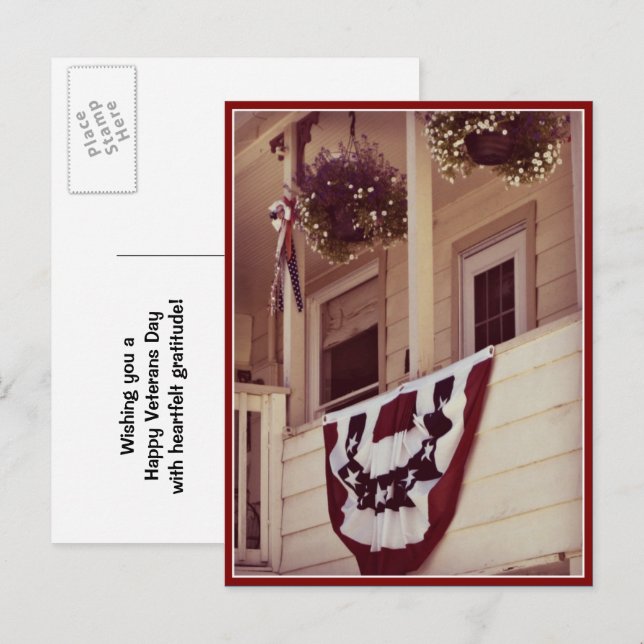 Patriotic American Porch Veterans Day Postcard (Front/Back)