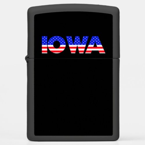 Patriotic American Red White and Blue Iowa Zippo Lighter