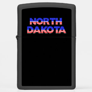 Patriotic American Red White and Blue North Dakota Zippo Lighter