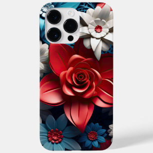 PATRIOTIC AMERICAN RED WHITE BLUE FLOWERS Case-Mate iPhone 14 PRO MAX CASE
