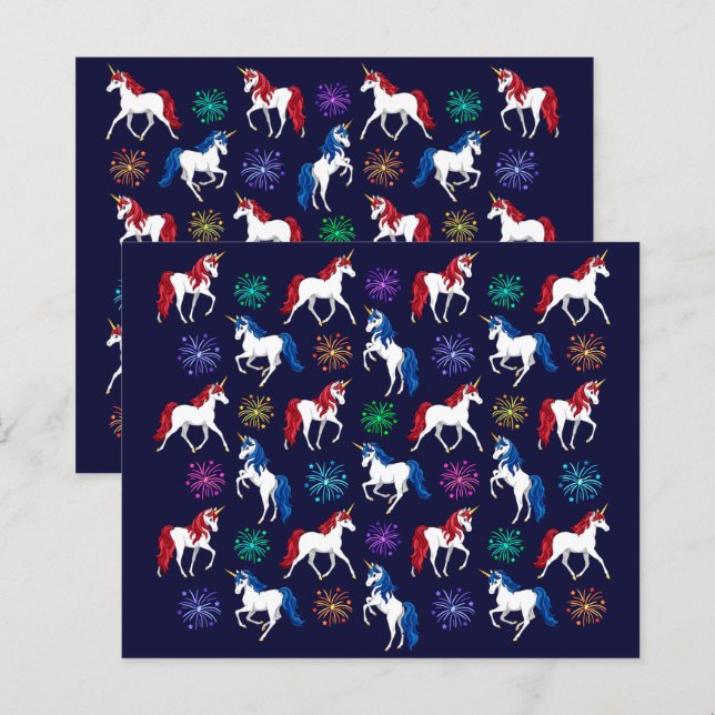 Patriotic American Red White Blue Unicorns (Front/Back)