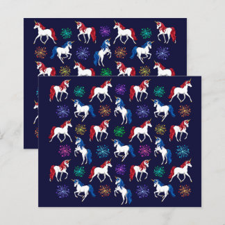 Patriotic American Red White Blue Unicorns