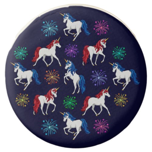 Patriotic American Red White Blue Unicorns Chocolate Covered Oreo