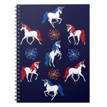 Patriotic American Red White Blue Unicorns Notebook by Fun_Forest at Zazzle
