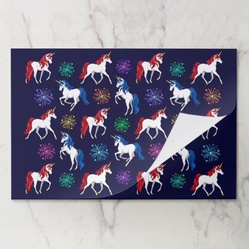 Patriotic American Red White Blue Unicorns Paper Pad