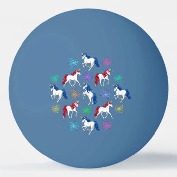 Patriotic American Red White Blue Unicorns Ping Pong Ball by Fun_Forest at Zazzle