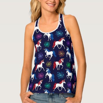 Patriotic American Red White Blue Unicorns Tank Top by Fun_Forest at Zazzle
