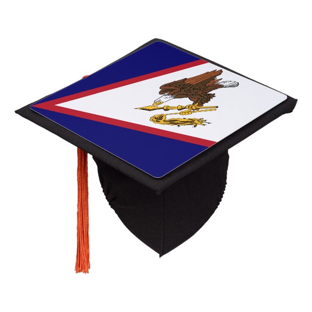 Patriotic American Samoa Flag Graduation Cap Topper (Angled)
