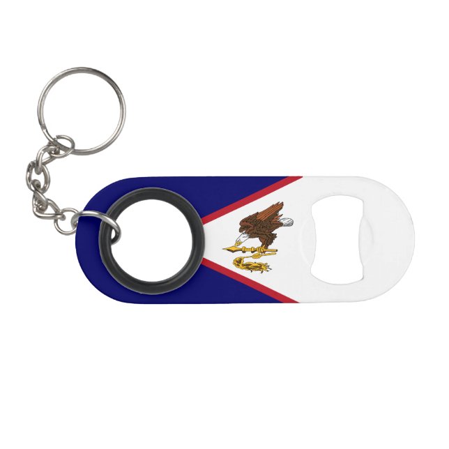 Patriotic American Samoa Flag Keychain Bottle Opener (Front (Horizontal))
