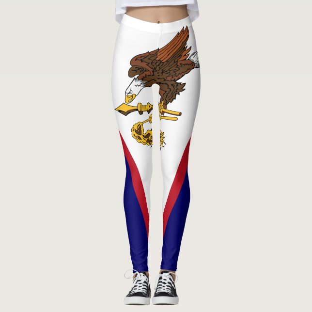 Patriotic American Samoa Flag Leggings (Front)
