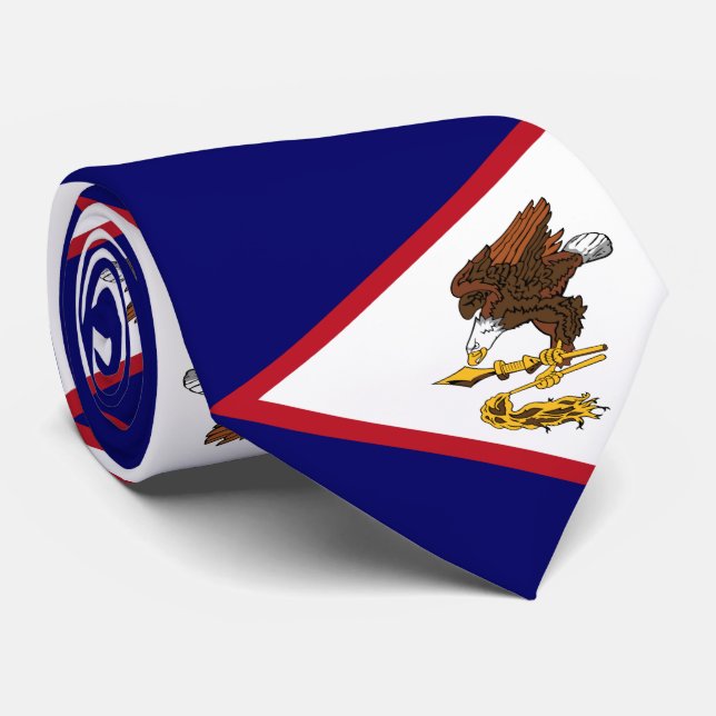 Patriotic American Samoa Flag Neck Tie (Rolled)