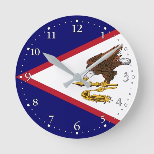 Patriotic American Samoa Flag Round Clock