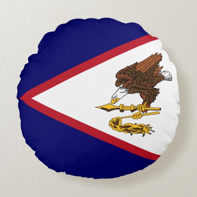 Patriotic American Samoa Flag Round Pillow (Front)