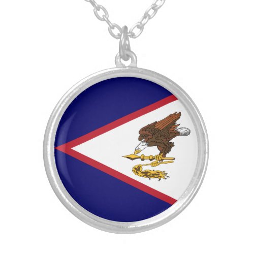 Patriotic American Samoa Flag Silver Plated Necklace