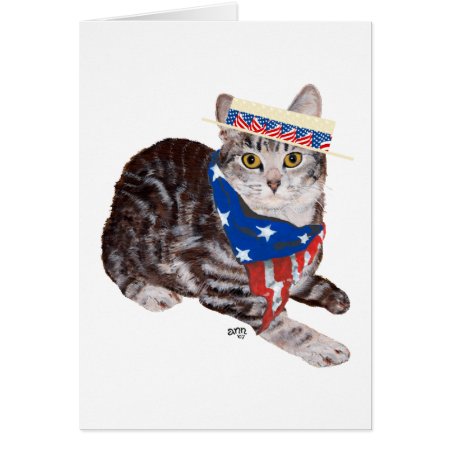 Patriotic American Shorthair Tabby Cat