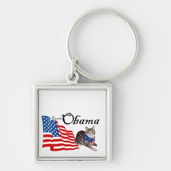 Patriotic American Shorthair Tabby Cat Keychain by MaggieRossCats at Zazzle