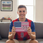 Patriotic American Soccer Athlete Custom Name  iPad Mini Cover<br><div class="desc">Protect your tablet with this durable, high-impact iPad cover featuring a bold "Stars and Stripes" soccer design. This protective case is designed to showcase your national pride while keeping your device safe from daily wear and tear. The layout features a vibrant USA flag background with a crisp white outline around...</div>
