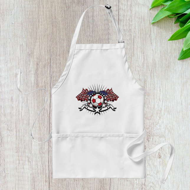 Patriotic American Soccer Design USA Flag Football Adult Apron (Creator Uploaded)