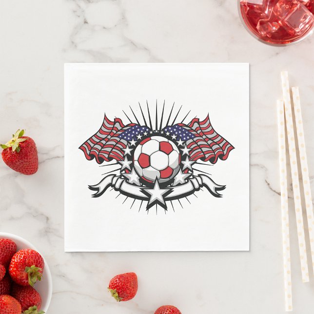 Patriotic American Soccer Design USA Flag Football Napkins (Creator Uploaded)