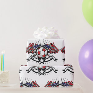 Patriotic American Soccer Design USA Flag Football Wrapping Paper