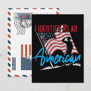 Patriotic american soldier saluting the flag holiday postcard