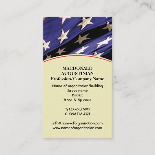 Patriotic AMERICAN Stars Flag Add Photo Business Card