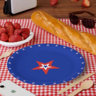 Patriotic American Stars on Blue