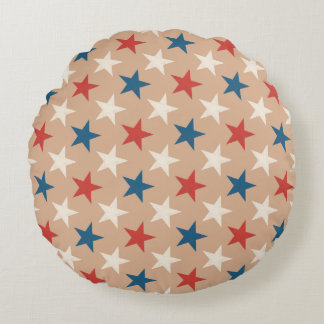 Patriotic American Stars pattern Round Pillow