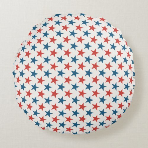 Patriotic American Stars pattern Round Pillow