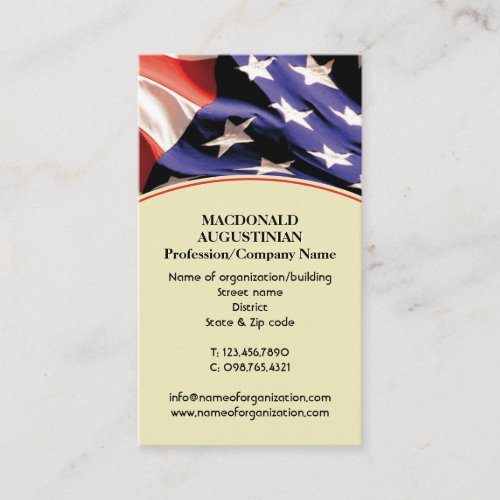 Patriotic  AMERICAN  Stars Stripes  USA Flag Business Card