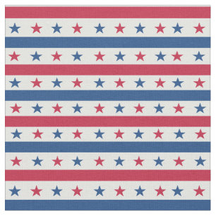 Patriotic American Stars with Stripes Pattern  Fabric