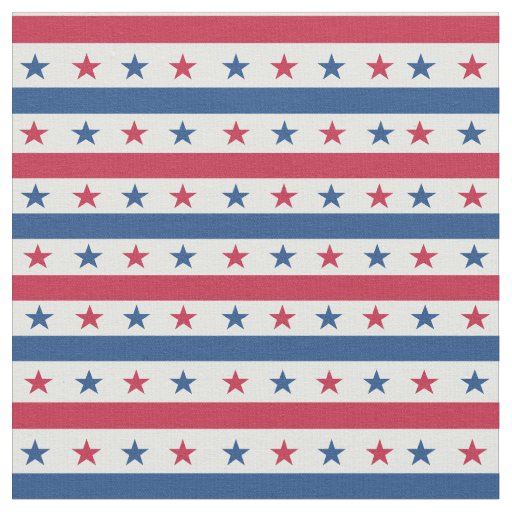 Patriotic American Stars with Stripes Pattern  Fabric