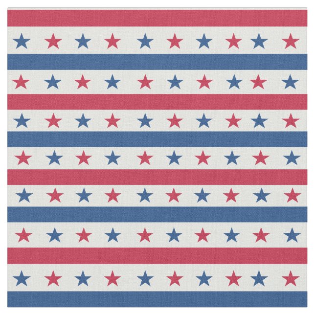 Patriotic American Stars with Stripes Pattern  Fabric (Close Up)