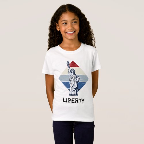 Patriotic American Statue of Liberty Distressed T_Shirt