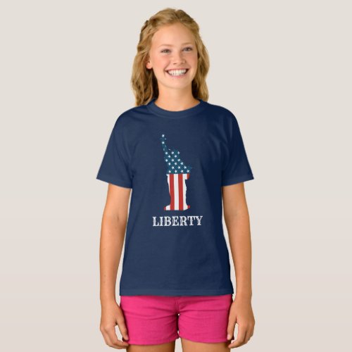 Patriotic American Statue of Liberty Stars Stripes T_Shirt