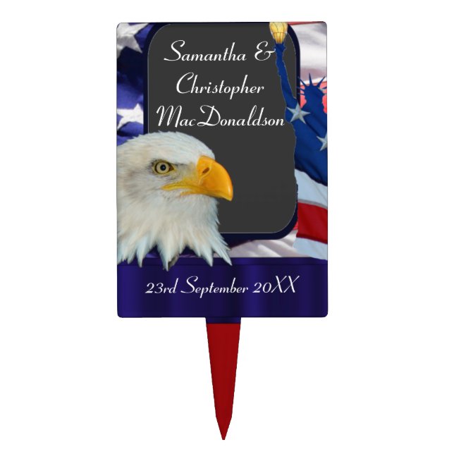 patriotic American style wedding Cake Topper (Front)