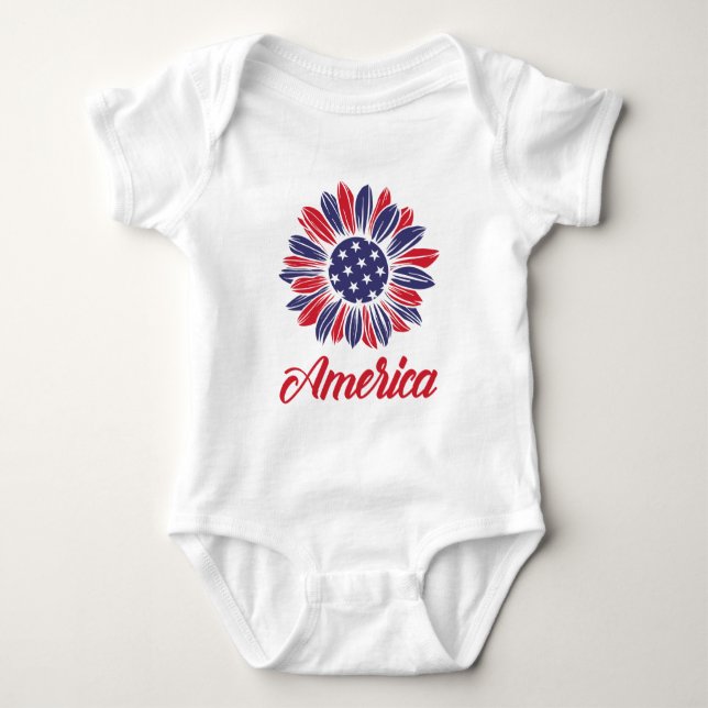 Patriotic American Sunflower   Baby Bodysuit (Front)