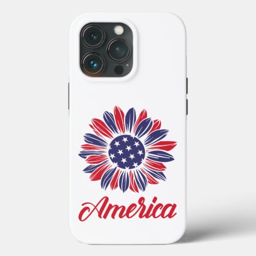 Patriotic American Sunflower  iPhone 13 Pro Case