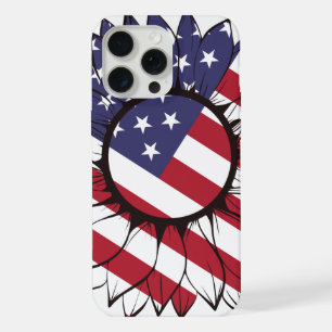 Patriotic American Sunflower iPhone 15 Pro Max Case