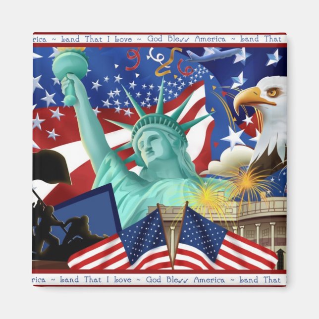 Patriotic American Symbol Magnet Favors (Front)