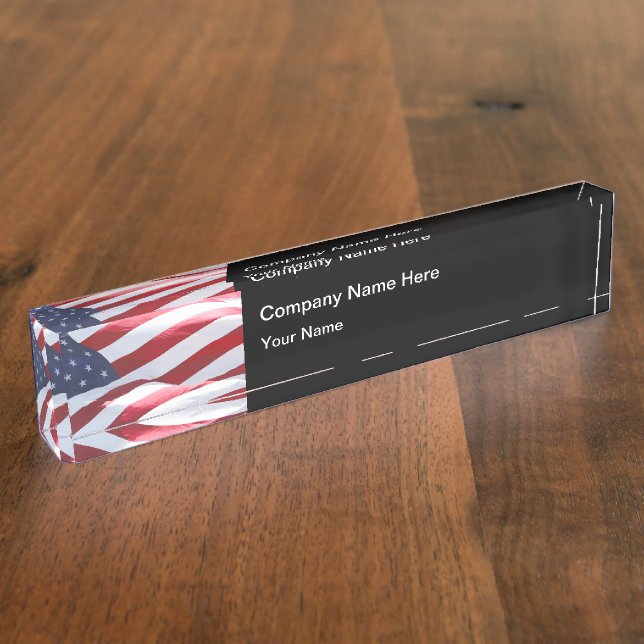 Patriotic American Theme Desk Name Plate (Side)
