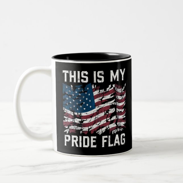 Patriotic American This Is My Pride Flag USA Two-Tone Coffee Mug (Left)