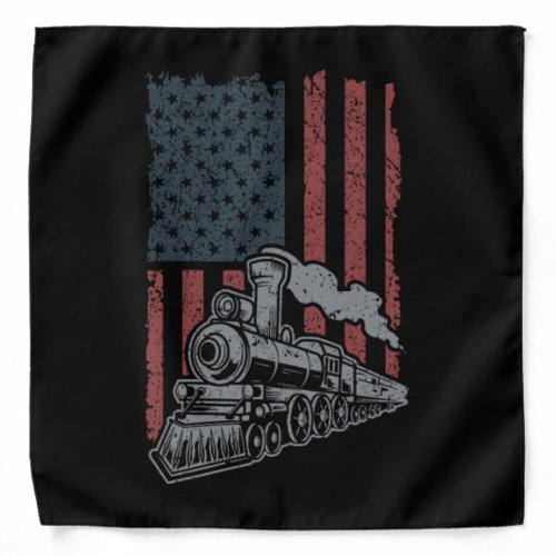 Patriotic American Train Steam Locomotive Driver Bandana