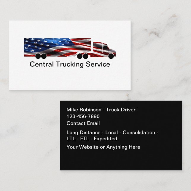 Patriotic American Truck Driver Shipping Service Business Card (Front/Back)