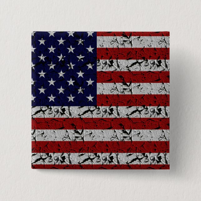 Patriotic American U.S.A. Flag of United States Button (Front)