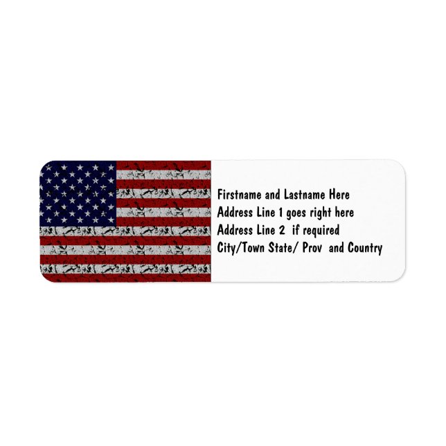 Patriotic American U.S.A. Flag of United States Label (Front)