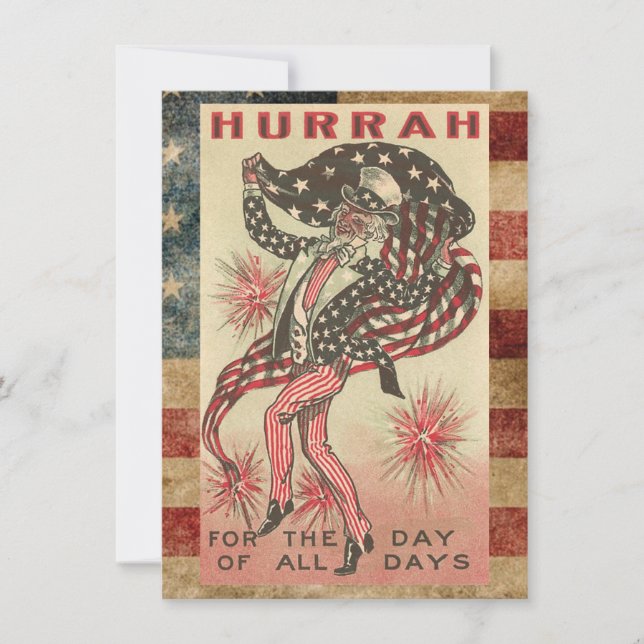 Patriotic American Uncle Sam 4th Of July Holiday Card (Front)