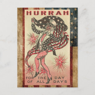 Patriotic American Uncle Sam 4th Of July Holiday Postcard