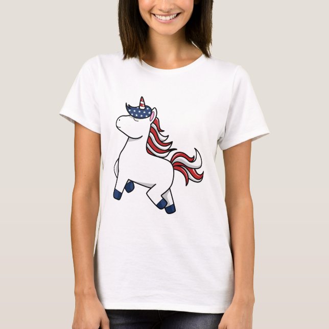 Patriotic American Unicorn Stars Stripes USA  T-Shirt (Front)